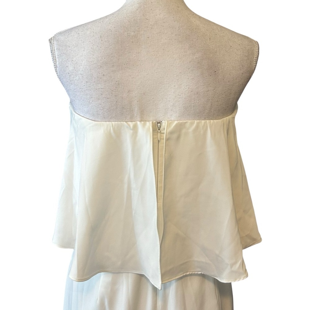 Lulus Class and Charisma White Satin Strapless Midi Dress Medium Bridal Shower - Picture 7 of 14